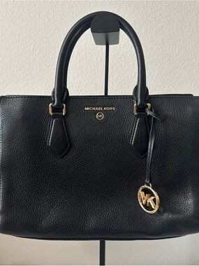 Michael Kors Black Leather Satchel Handbag